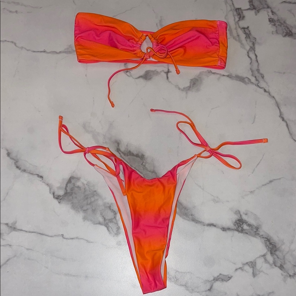 Vibrant Pink and Orange Bikini Set